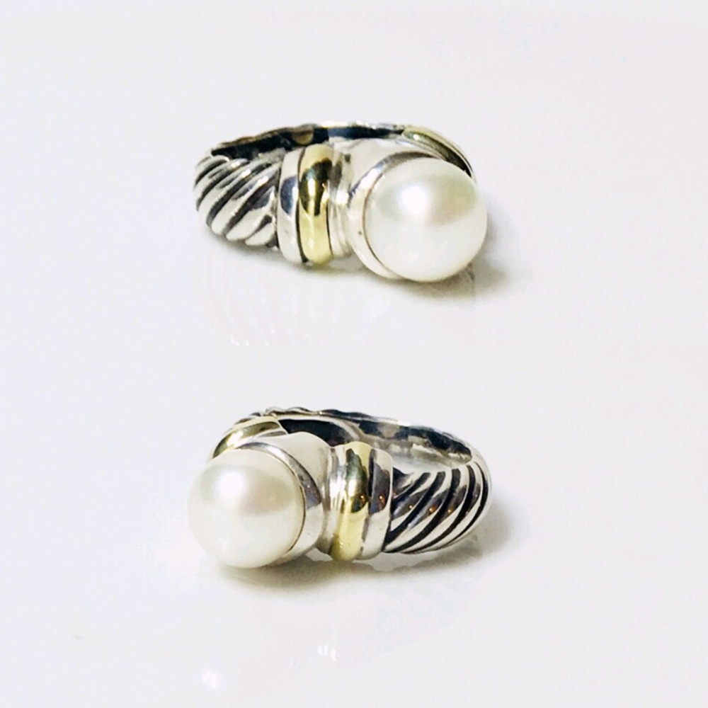 David Yurman Sterling 14k Gold Pearl Ring - Picture 2 of 7